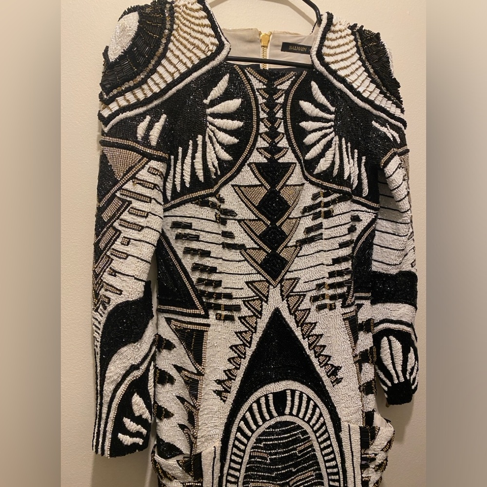 Balmain H&M Rhinestone Beaded Embellished Dress US 8 RARE New Years Party - Picture 5 of 16